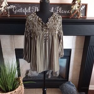 a.n.a Ladies Olive Green Stripe Top